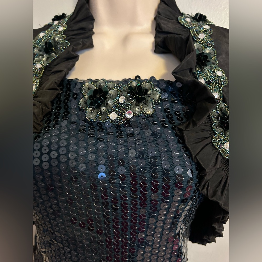 Custom Unique Sequin Performance Dance Top Xs - image 3